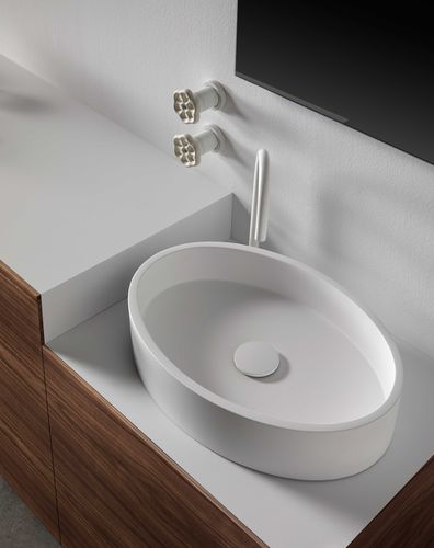 Lavabo da appoggio - Neo - RESIGRES - in resina / personalizzabile / ovale