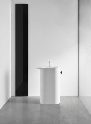 Lavabo autoportante - Olimpia - RESIGRES - in Corian® / con portasalviette integrato / con scaffale integrato
