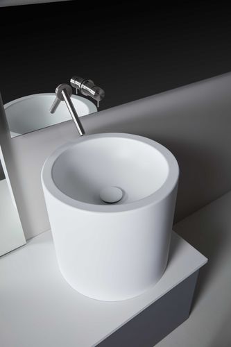 Lavabo da appoggio - Lotto - RESIGRES - in Corian® / con scaffale integrato / rotondo