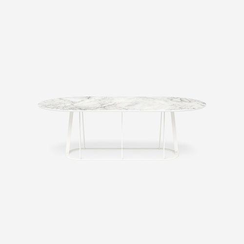 Tavolo da pranzo contemporaneo - Plat-O Flat-Oval 8 - HALDANE - in Dekton® / con supporto in acciaio inossidabile / ovale