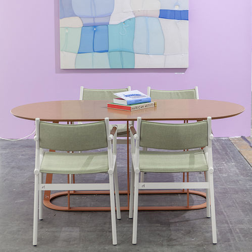 Tavolo da pranzo contemporaneo - Plat-O Flat-Oval 6 - HALDANE - in Dekton® / con supporto in acciaio inossidabile / ovale