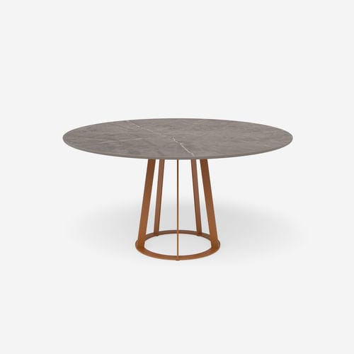 Tavolo da pranzo contemporaneo - Plat-O Round 6 - HALDANE - in Dekton® / con supporto in acciaio inossidabile / rotondo