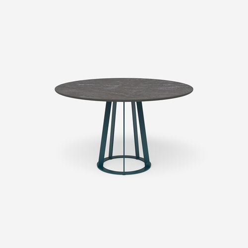 Tavolo da pranzo contemporaneo - Plat-O Round 5 - HALDANE - in Dekton® / con supporto in acciaio inossidabile / rotondo