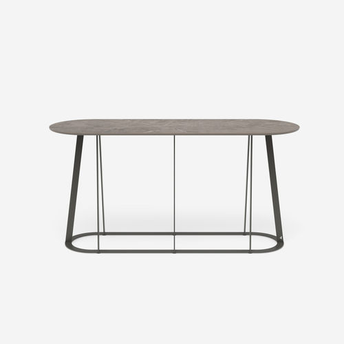 Consolle contemporanea - Plat-O Server Medium - HALDANE - in Dekton® / con supporto in acciaio inossidabile / ovale