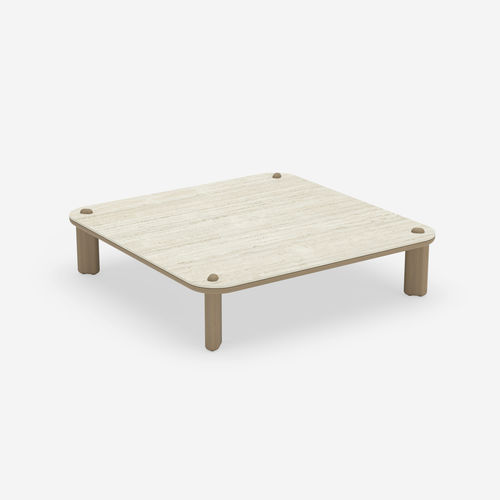 Tavolino basso contemporaneo - KNOPPIE LARGE - HALDANE - in Dekton® / con supporto in iroko / quadrato