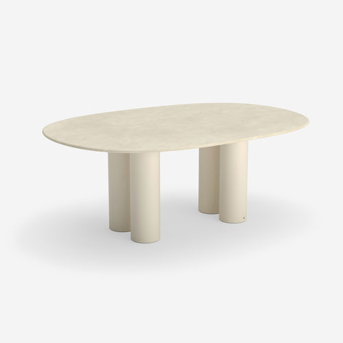 Tavolo da pranzo contemporaneo - Dombolo 6 - HALDANE - in Dekton® / con supporto in acciaio inossidabile laccato / ovale