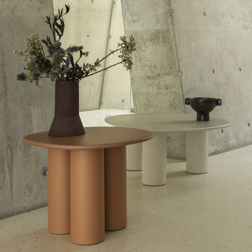 Tavolo d'appoggio contemporaneo - Dombolo Small - HALDANE - in Dekton® / con supporto in acciaio inossidabile laccato / circolare