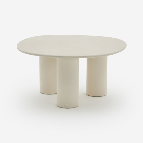 Tavolino basso contemporaneo - Dombolo Medium - HALDANE - in Dekton® / con supporto in acciaio inossidabile laccato / circolare