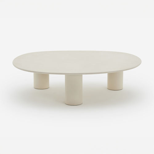 Tavolino basso contemporaneo - Dombolo Extra Large - HALDANE - in Dekton® / con supporto in acciaio inossidabile laccato / ovale
