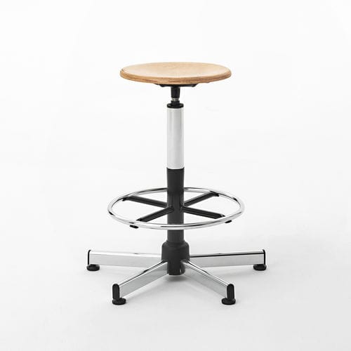 Sgabello design industriale - WORK 310 - Mara - in legno / con supporto in acciaio / a 5 razze