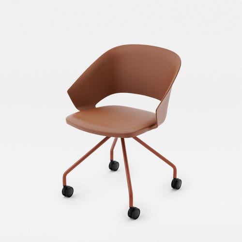 Sedia design - ICON METAL ON CASTORS - Mara - da interno / in polipropilene / con supporto in metallo
