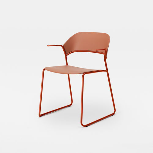 Poltrona design minimalista - AERA SLED - Mara - in tessuto / in polipropilene / in metallo