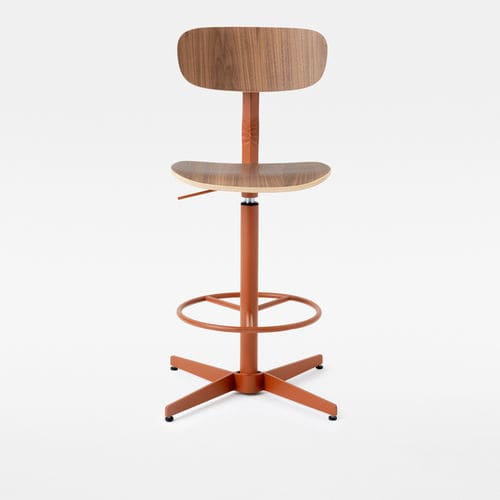 Sgabello contemporaneo - TYPO - Mara - in legno / con supporto in metallo / a 4 razze