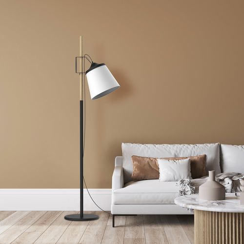 Lampada da terra - WOODY LS - Aluminor - in metallo verniciato / in tessuto / in legno