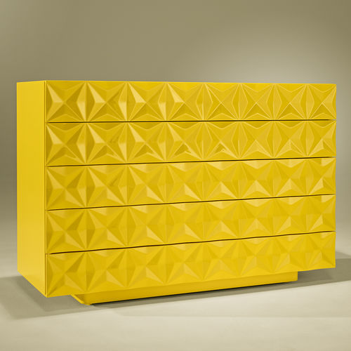 Cassettone contemporaneo - DIAMOND - Luisa Peixoto Design - in legno laccato / non specificato / giallo