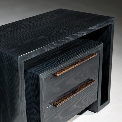 Comodino contemporaneo - DUPLO U - Luisa Peixoto Design - in legno / rettangolare / con cassetti