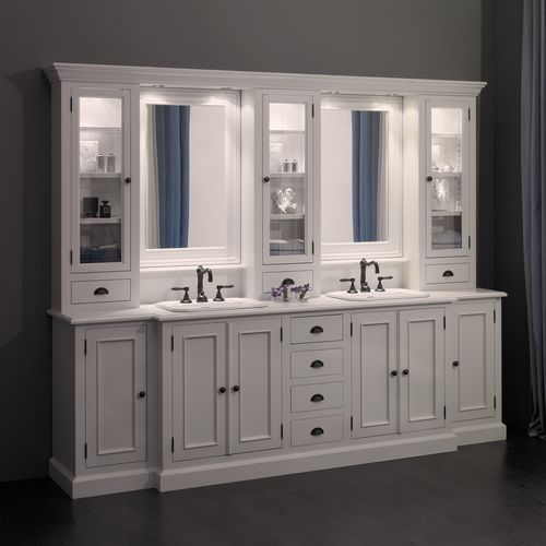 Mobile lavabo doppio - BALMORAL - Aqua Prestige - da appoggio / in legno / in vetro