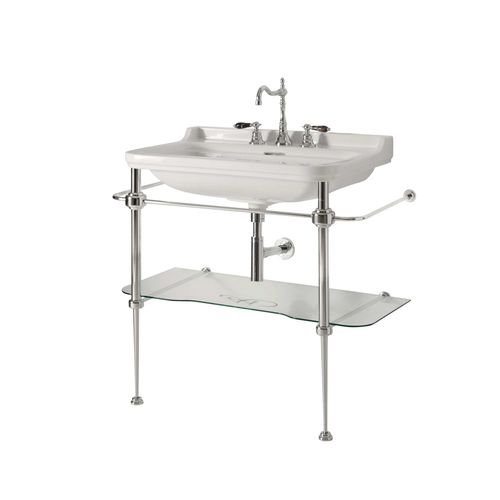 Lavabo autoportante - WALDORF - Aqua Prestige - in porcellana / con scaffale integrato / rettangolare