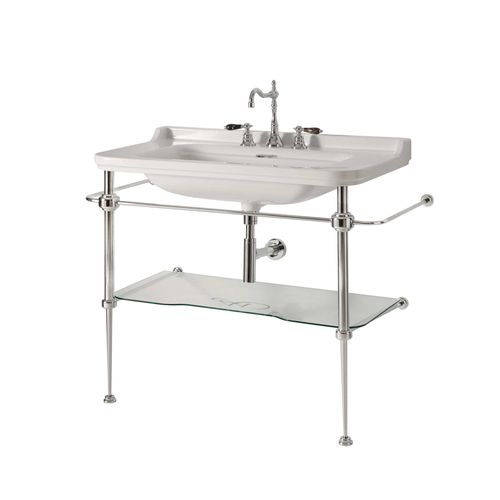 Lavabo autoportante - WALDORF - Aqua Prestige - in porcellana / con scaffale integrato / rettangolare