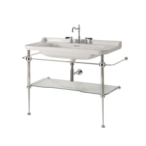 Lavabo autoportante - WALDORF - Aqua Prestige - in porcellana / con scaffale integrato / rettangolare