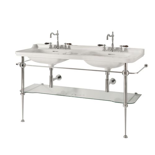 Lavabo autoportante - WALDORF - Aqua Prestige - in porcellana / doppio / rettangolare