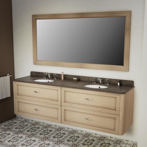 Mobile lavabo doppio - CORINTHIA - Aqua Prestige - a muro / in rovere / in marmo