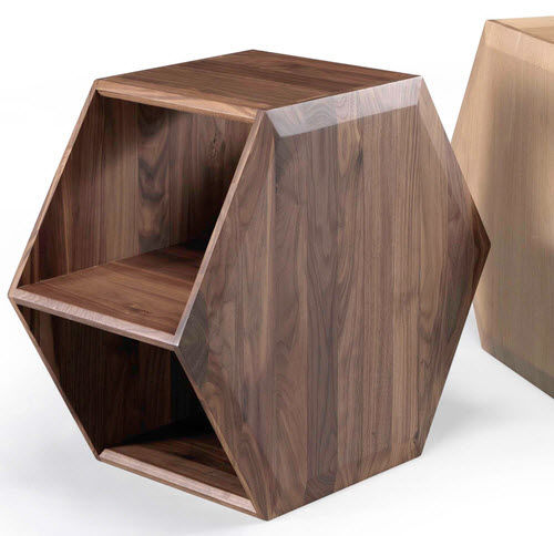 Tavolo d'appoggio contemporaneo - HEXA - Wewood - Portuguese Joinery - in rovere / in noce / in legno massiccio