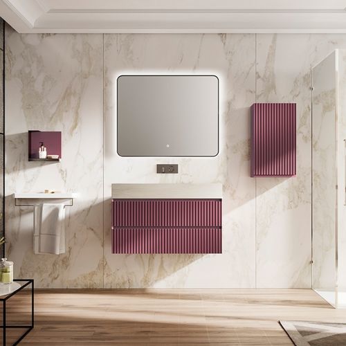 Mobile lavabo sospeso - 03 - Mi baño - in acciaio / in pietra / contemporaneo