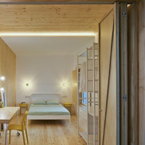 Porta da interno - FOLD : SF-A128D - SAHECO - in legno / scorrevole impilabile / senza vetri