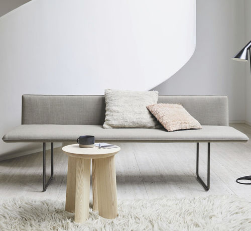 Divanetto imbottito contemporaneo - BLOW - more - in tessuto / in pelle / con supporto in metallo