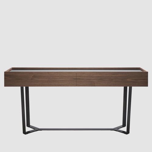 Consolle contemporanea - PERO  - more - impiallacciata in legno / in vetro / con supporto in acciaio