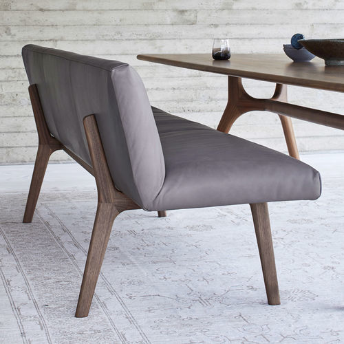 Divanetto imbottito contemporaneo - NIL  - more - in tessuto / in pelle / con supporto in legno