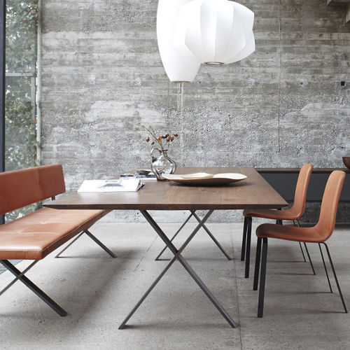 Tavolo contemporaneo - LAX - more - in legno massiccio / impiallacciato in legno / con supporto in acciaio inossidabile