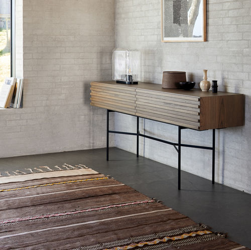 Tavolo contemporaneo - HARRI  M - more - in acciaio / in pelle / in legno