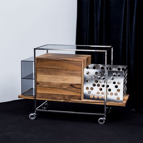 Carrello di servizio - MADISON - Pulpo - contract / in acciaio / in rovere