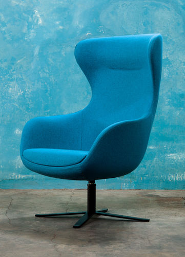 Poltrona contemporanea - KING STAR - RICCARDO RIVOLI Design - in tessuto / a orecchioni / con schienale alto