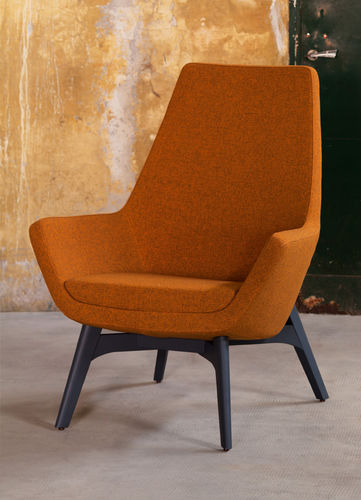 Poltrona contemporanea - MISS - RICCARDO RIVOLI Design - in tessuto / a schienale alto / gialla