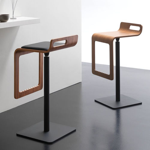 Sgabello da bar contemporaneo - SGABY - RICCARDO RIVOLI Design - in pelle / in legno / con poggiapiedi