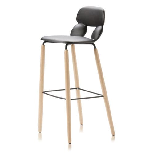 Sgabello da bar contemporaneo - NUBE W SG 80 - CHAIRS & MORE - in poliuretano / con supporto in faggio / con supporto in metallo verniciato