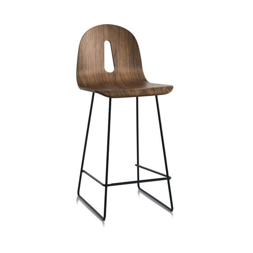 Sedia alta contemporanea - GOTHAM WOODY - CHAIRS & MORE - in legno / in metallo verniciato / a slitta