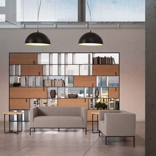 Divano contemporaneo - KUBE - Moschella Sedute Srl - in tessuto / in schiuma di poliuretano / grigio
