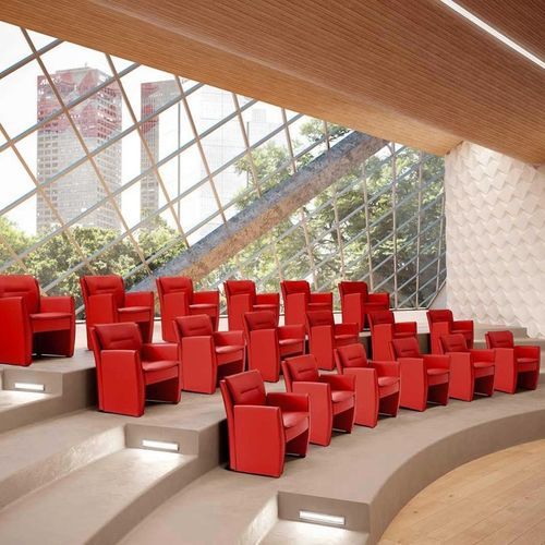 Sedia da conferenza contemporanea - FLOWER - Moschella Sedute Srl - da interno / in pelle / in acciaio