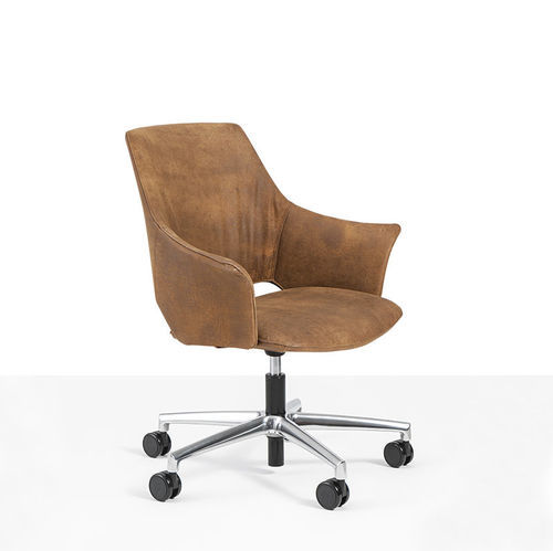 Poltrona visitatore contemporanea - WINDSOR - Moschella Sedute Srl - in pelle / in poliuretano / in acciaio