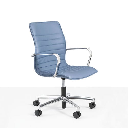 Poltrona da ufficio contemporanea - QUEEN SLIM - Moschella Sedute Srl - in pelle / in alluminio / in legno compensato