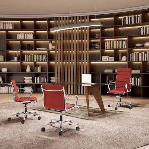 Poltrona da ufficio contemporanea - SPACE SLIM - Moschella Sedute Srl - in pelle / in alluminio / in acciaio