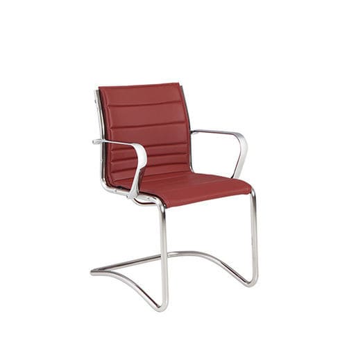 Poltrona visitatore contemporanea - SPACE SLIM - Moschella Sedute Srl - in pelle / in acciaio / in alluminio