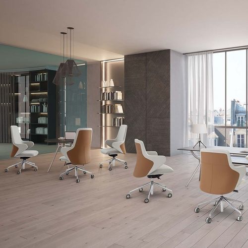 Poltrona direzionale contemporaneo - DUET HIGH - Moschella Sedute Srl - in pelle / in tessuto / in acciaio