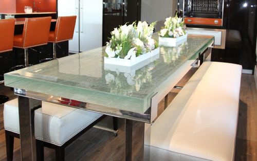 Tavolo da pranzo contemporaneo - ThinkGlass - in vetro / in alluminio / rettangolare