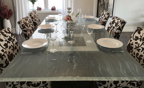 Tavolo da pranzo contemporaneo - FRIENDLY - ThinkGlass - in vetro / rettangolare / su misura