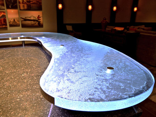 Tavolo alto contemporaneo - RAISED BAR - ThinkGlass - in vetro / curvo / per uso residenziale